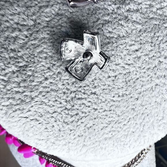 Swarovski Silver Tone X With Pave Clear Crystals Pierced Earrings - Picture 6 of 8